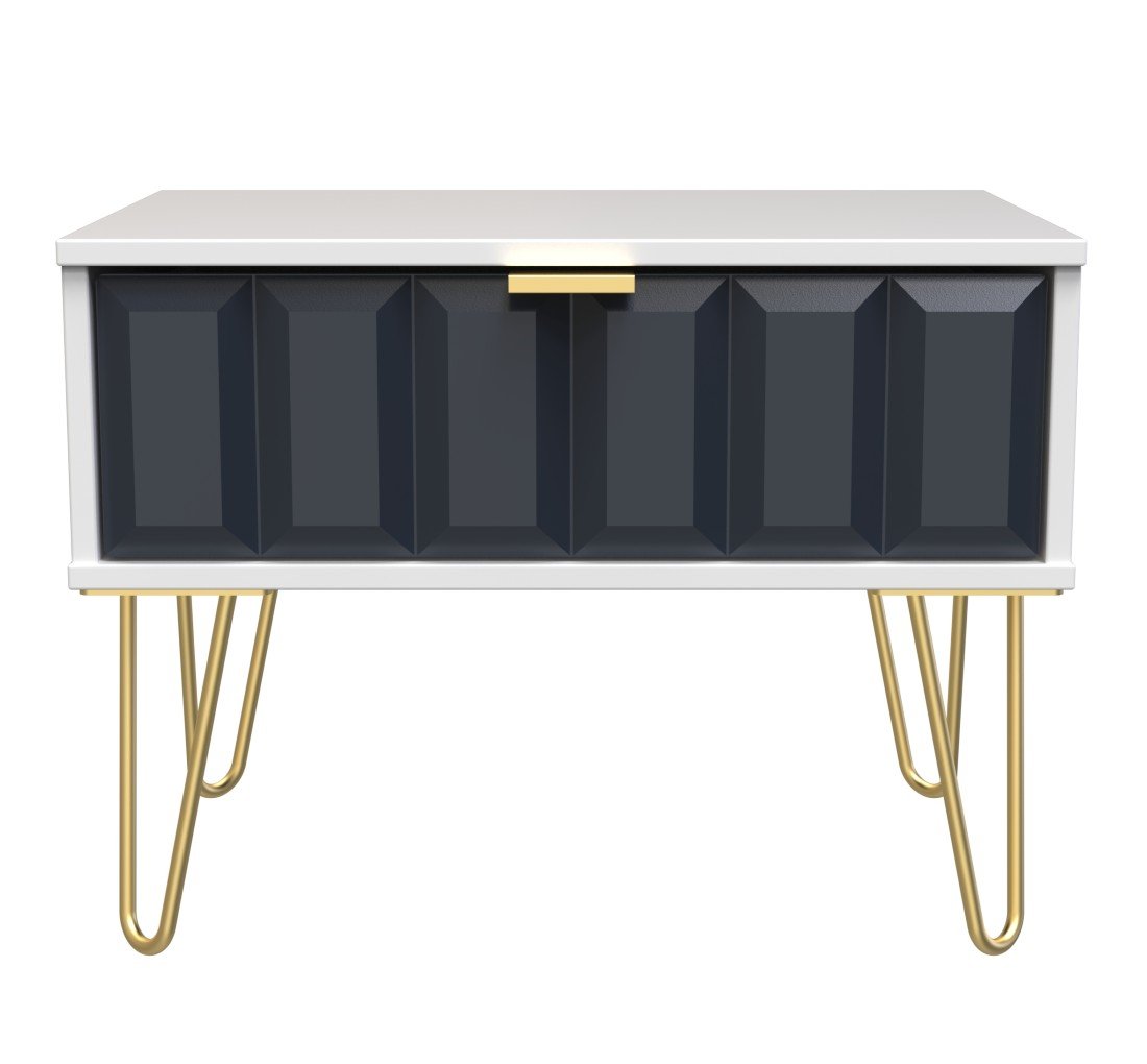 Cube 1 Drawer Midi Chest with Gold Hairpin Legs - Welcome Furniture