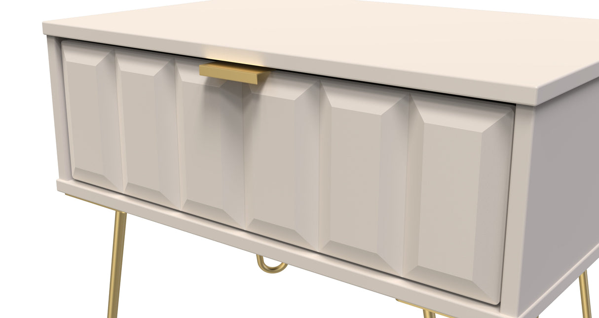 Cube 1 Drawer Midi Chest with Gold Hairpin Legs - Welcome Furniture