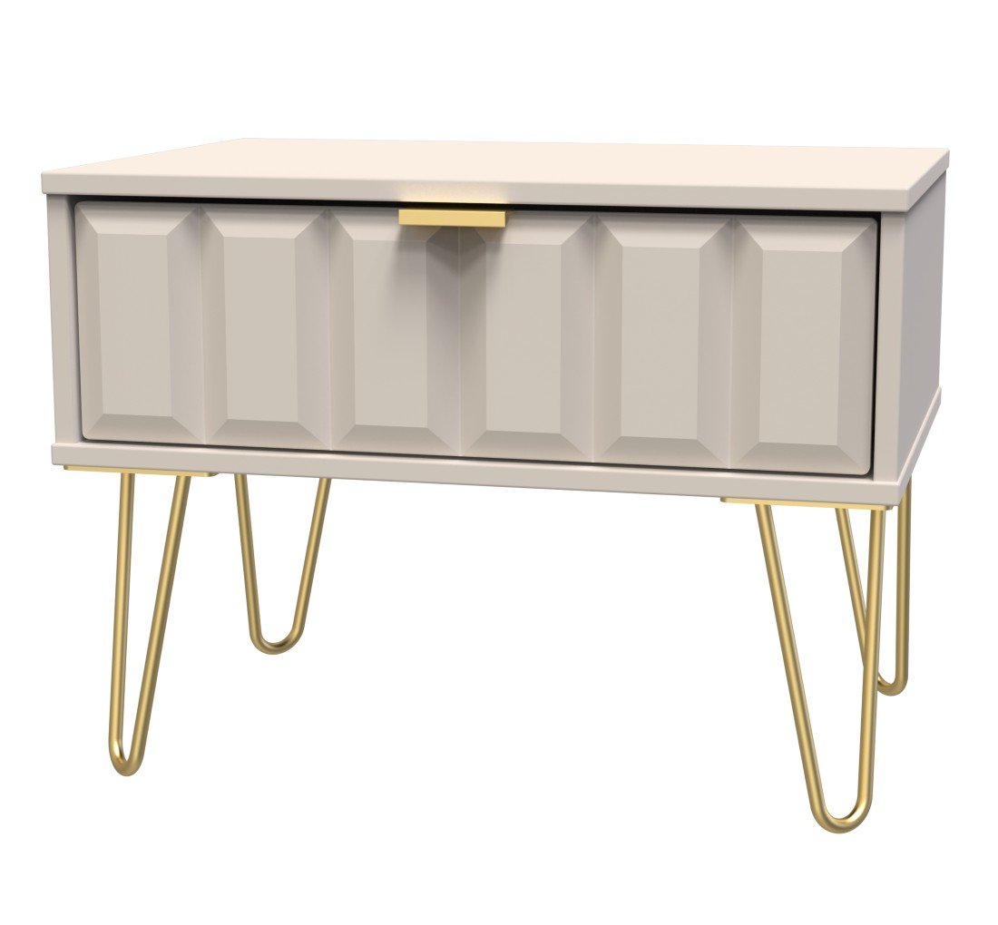 Cube 1 Drawer Midi Chest with Gold Hairpin Legs - Welcome Furniture