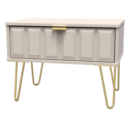 Cube 1 Drawer Midi Chest with Gold Hairpin Legs - Welcome Furniture