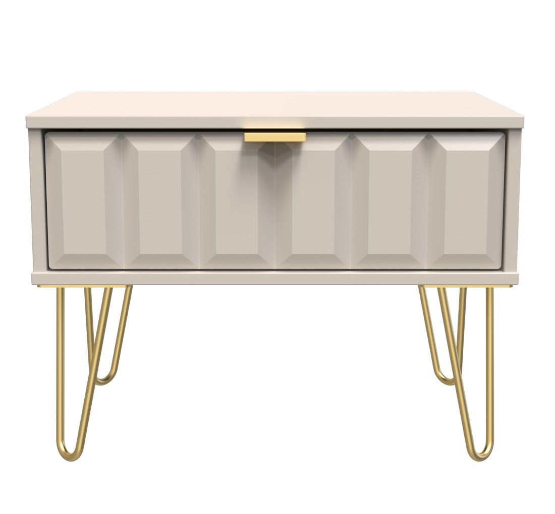 Cube 1 Drawer Midi Chest with Gold Hairpin Legs - Welcome Furniture