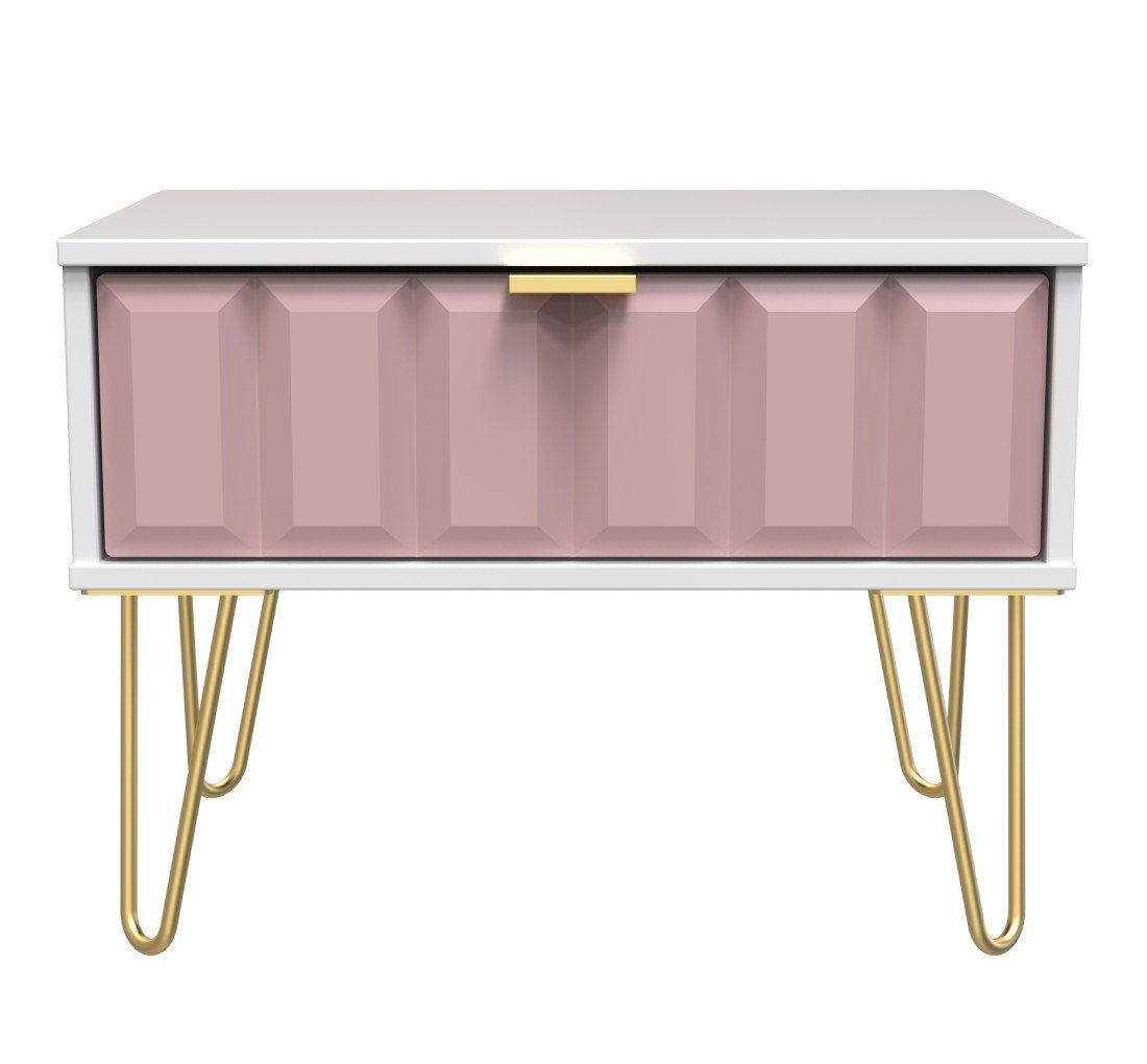 Cube 1 Drawer Midi Chest with Gold Hairpin Legs - Welcome Furniture