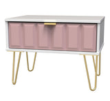 Cube 1 Drawer Midi Chest with Gold Hairpin Legs - Welcome Furniture