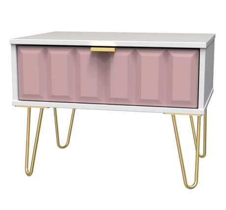 Cube 1 Drawer Midi Chest with Gold Hairpin Legs - Welcome Furniture
