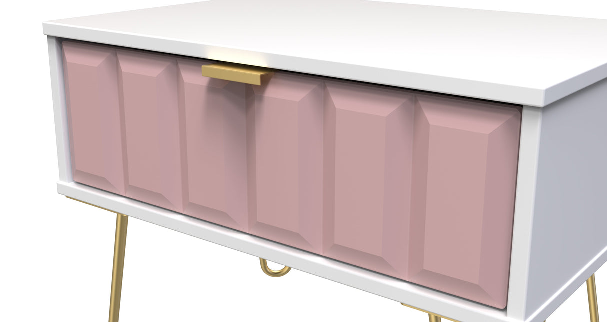 Cube 1 Drawer Midi Chest with Gold Hairpin Legs - Welcome Furniture