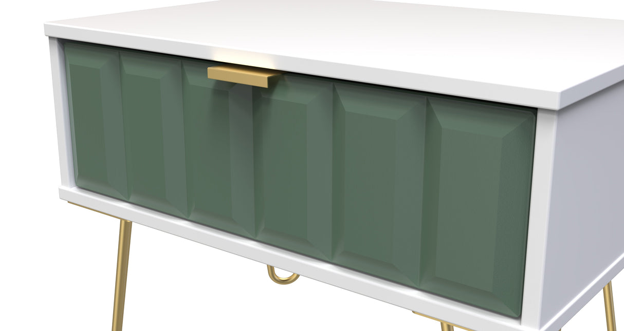 Cube 1 Drawer Midi Chest with Gold Hairpin Legs - Welcome Furniture