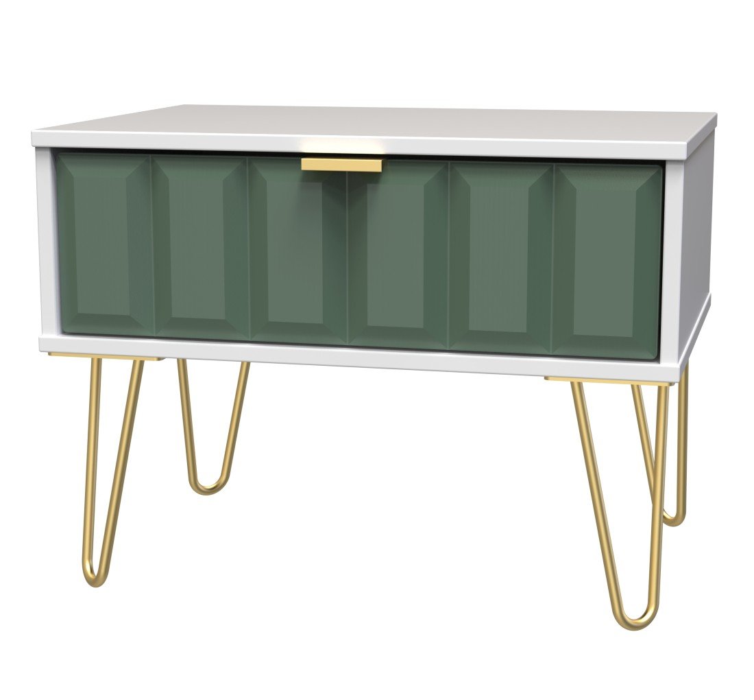 Cube 1 Drawer Midi Chest with Gold Hairpin Legs - Welcome Furniture