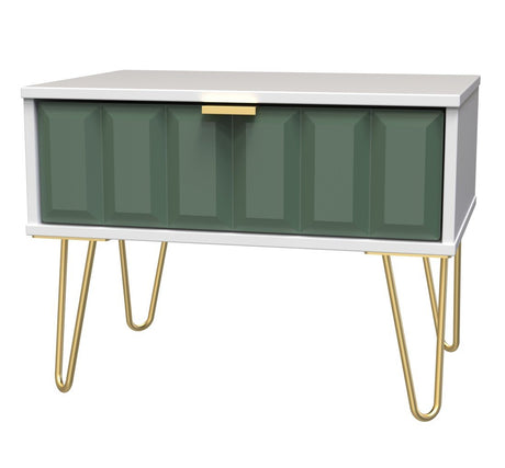 Cube 1 Drawer Midi Chest with Gold Hairpin Legs - Welcome Furniture