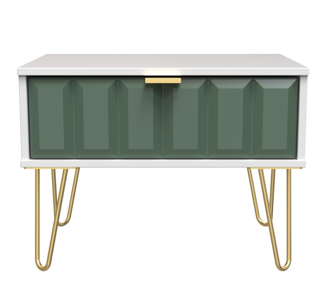 Cube 1 Drawer Midi Chest with Gold Hairpin Legs - Welcome Furniture