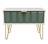 Cube 1 Drawer Midi Chest with Gold Hairpin Legs - Welcome Furniture