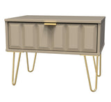 Cube 1 Drawer Midi Chest with Gold Hairpin Legs - Welcome Furniture