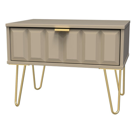 Cube 1 Drawer Midi Chest with Gold Hairpin Legs - Welcome Furniture