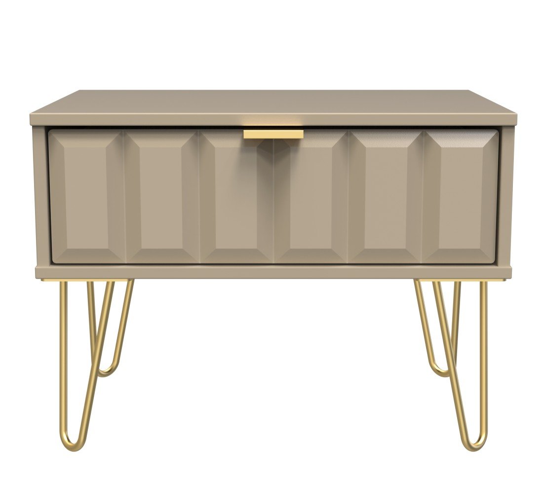 Cube 1 Drawer Midi Chest with Gold Hairpin Legs - Welcome Furniture