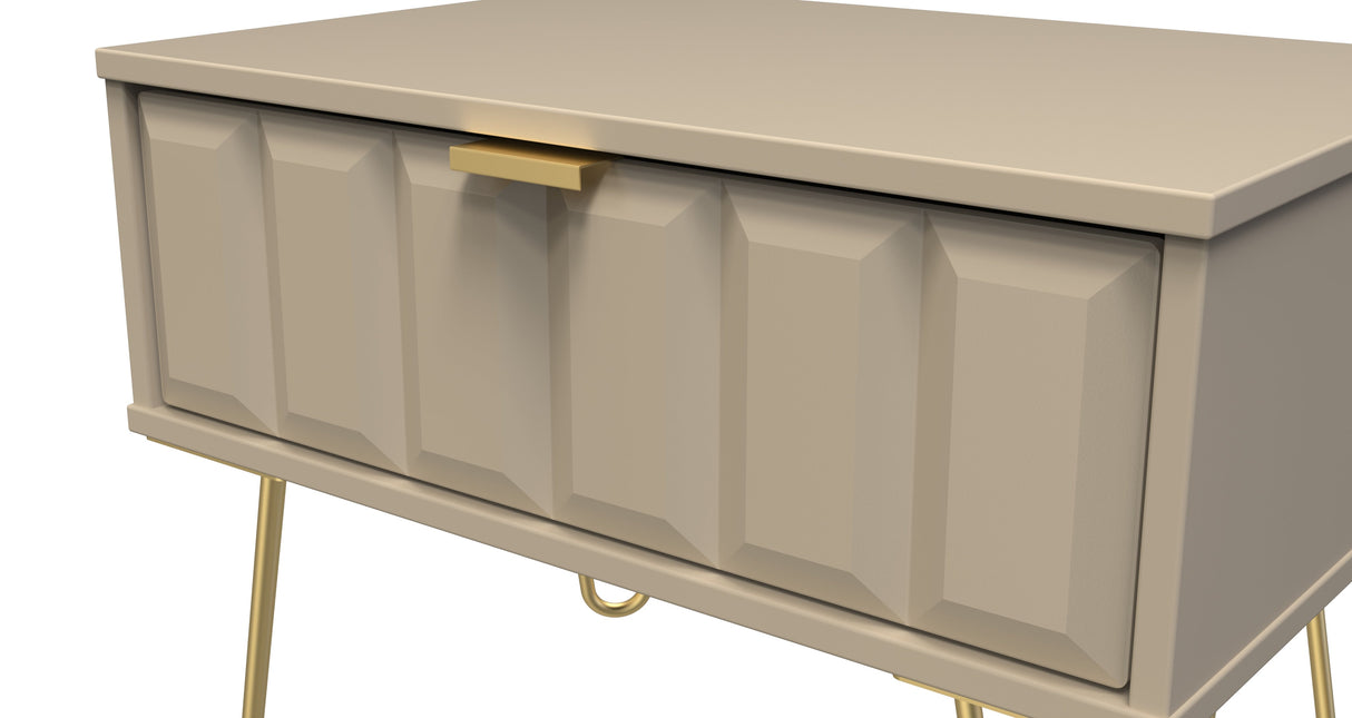 Cube 1 Drawer Midi Chest with Gold Hairpin Legs - Welcome Furniture