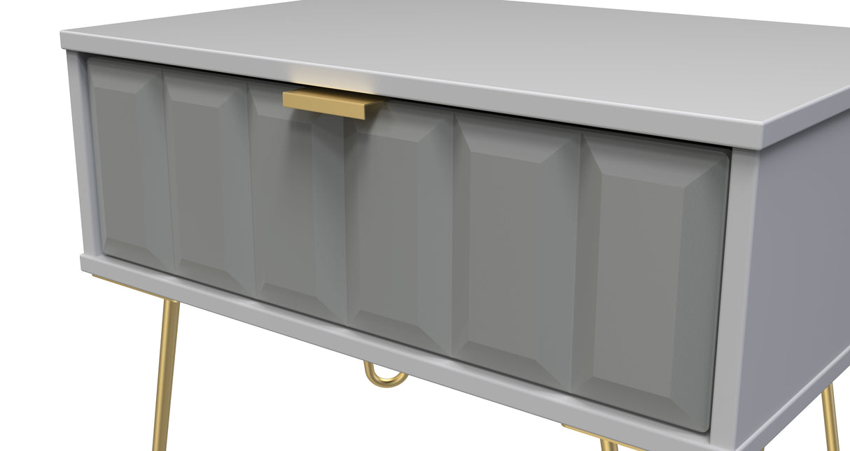 Cube 1 Drawer Midi Chest with Gold Hairpin Legs - Welcome Furniture