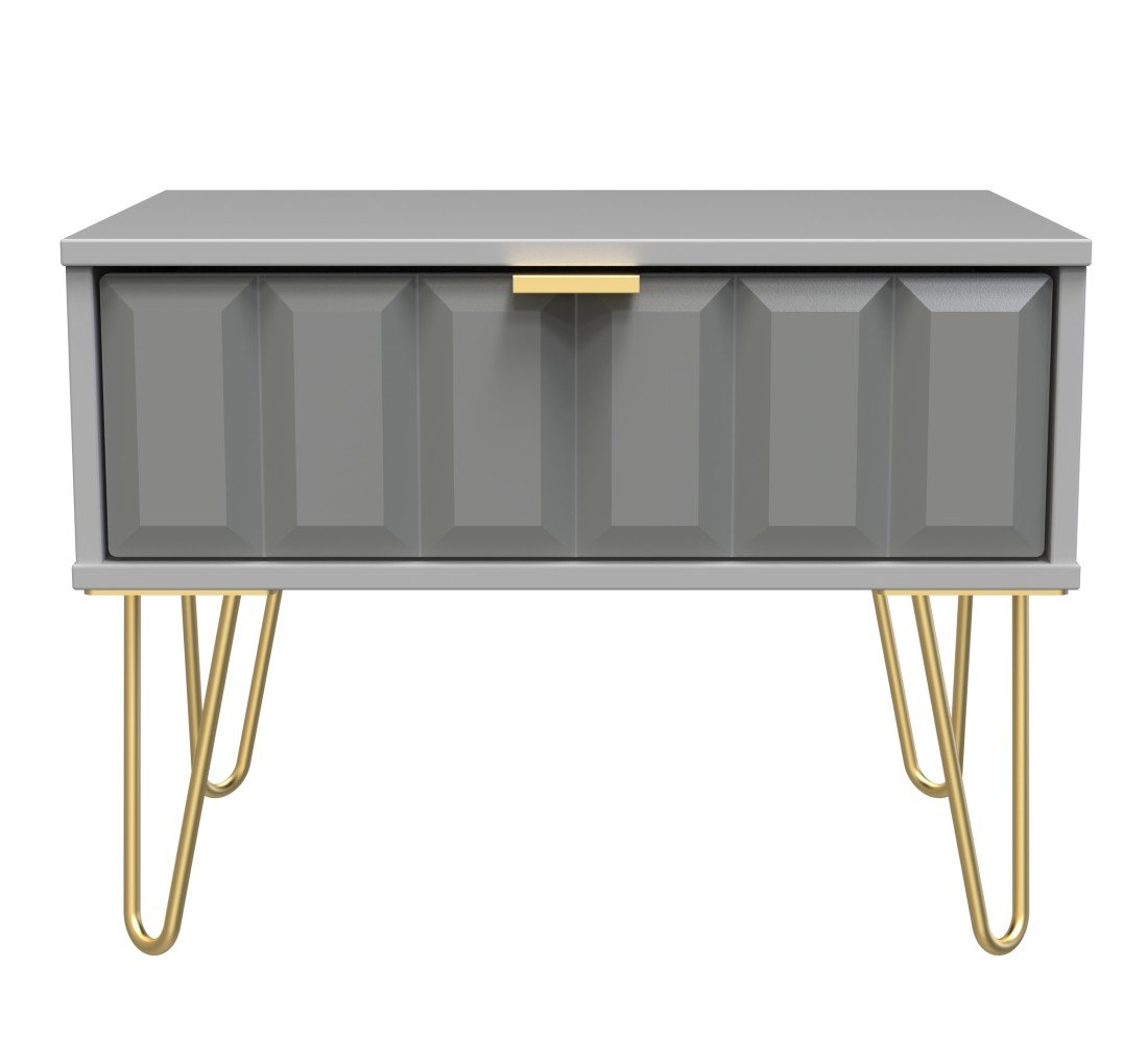 Cube 1 Drawer Midi Chest with Gold Hairpin Legs - Welcome Furniture