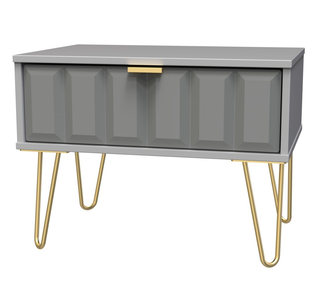 Cube 1 Drawer Midi Chest with Gold Hairpin Legs - Welcome Furniture