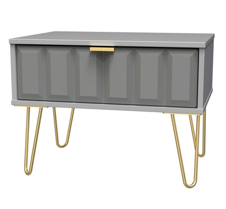 Cube 1 Drawer Midi Chest with Gold Hairpin Legs - Welcome Furniture