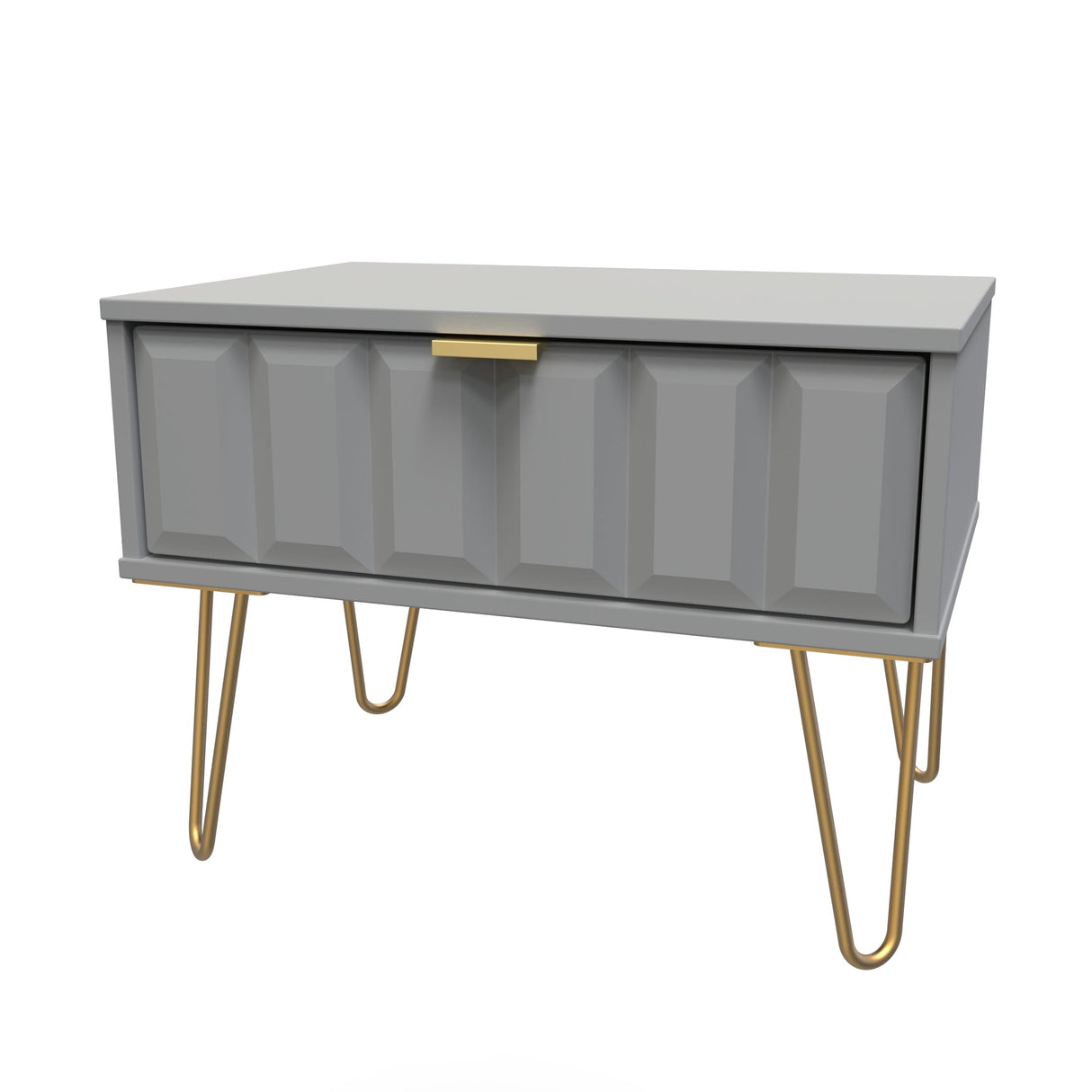 Cube 1 Drawer Midi Chest with Gold Hairpin Legs - Welcome Furniture