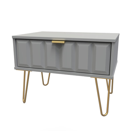 Cube 1 Drawer Midi Chest with Gold Hairpin Legs - Welcome Furniture