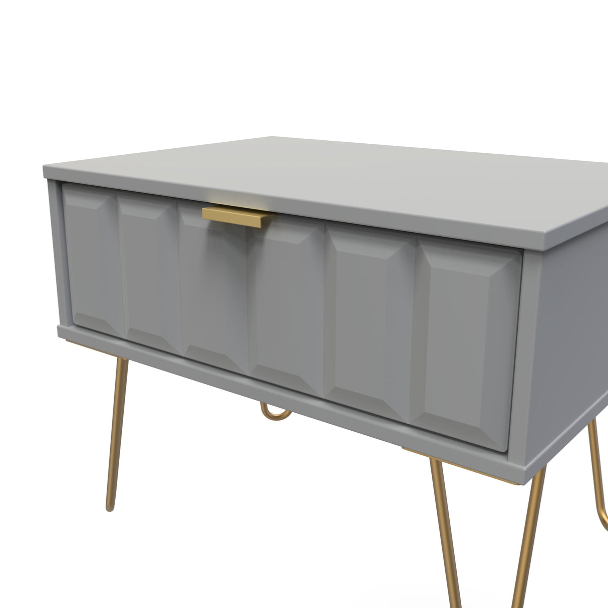 Cube 1 Drawer Midi Chest with Gold Hairpin Legs - Welcome Furniture