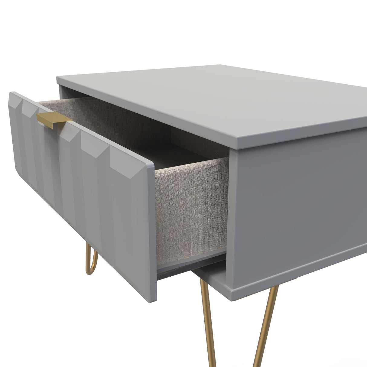 Cube 1 Drawer Midi Chest with Gold Hairpin Legs - Welcome Furniture