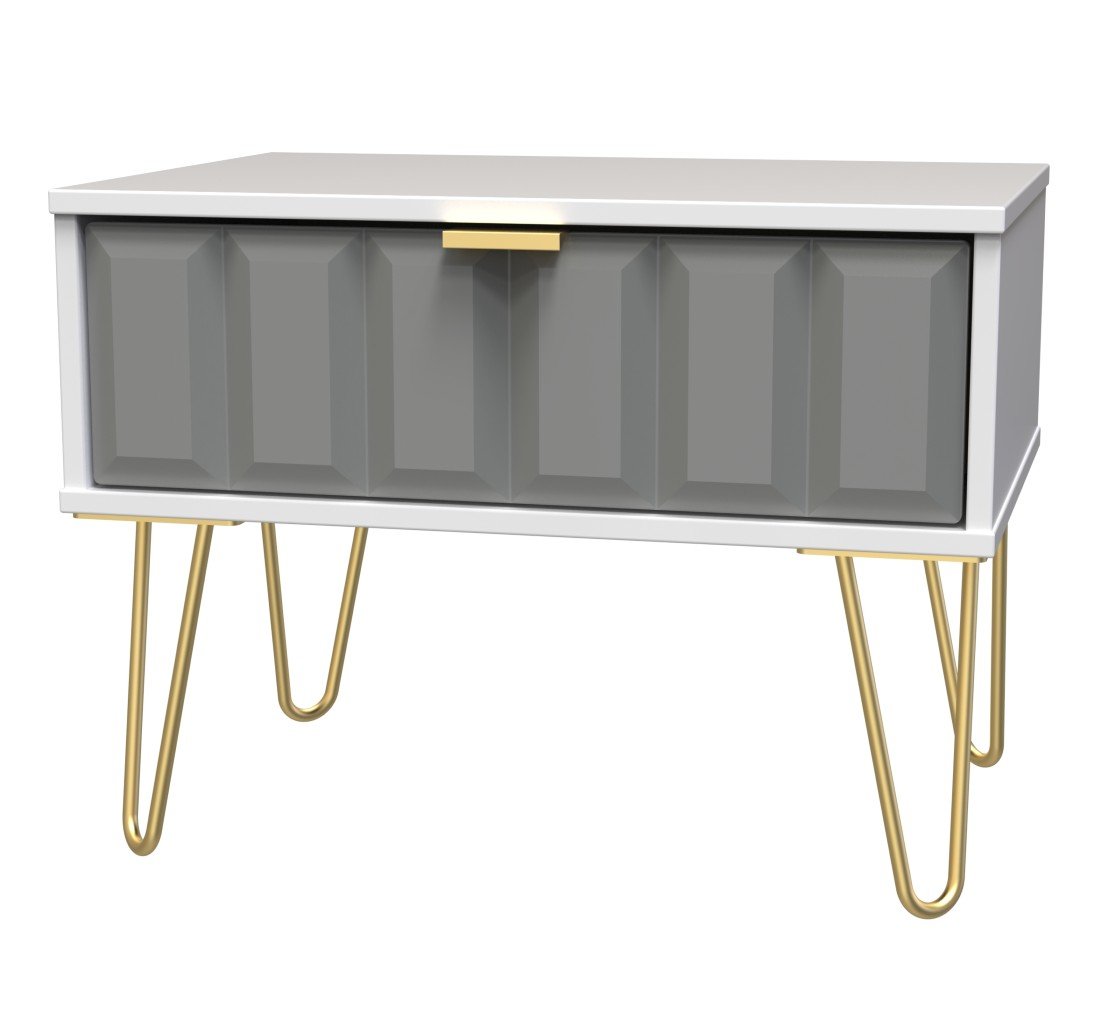 Cube 1 Drawer Midi Chest with Gold Hairpin Legs - Welcome Furniture