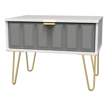 Cube 1 Drawer Midi Chest with Gold Hairpin Legs - Welcome Furniture