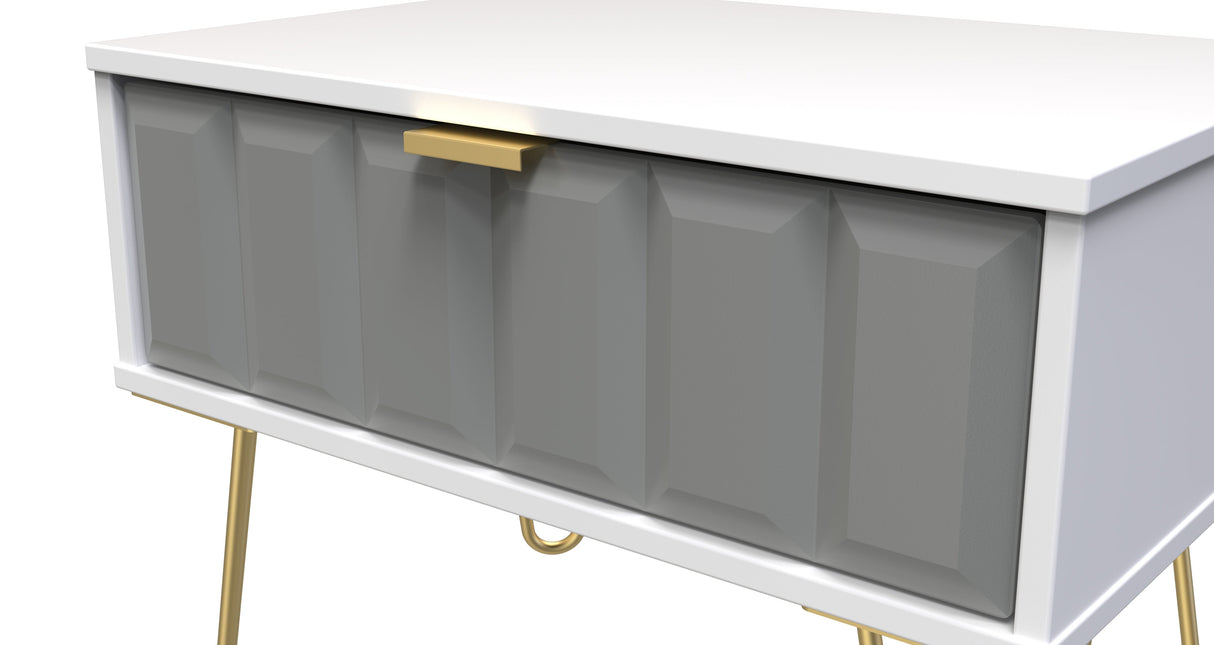 Cube 1 Drawer Midi Chest with Gold Hairpin Legs - Welcome Furniture