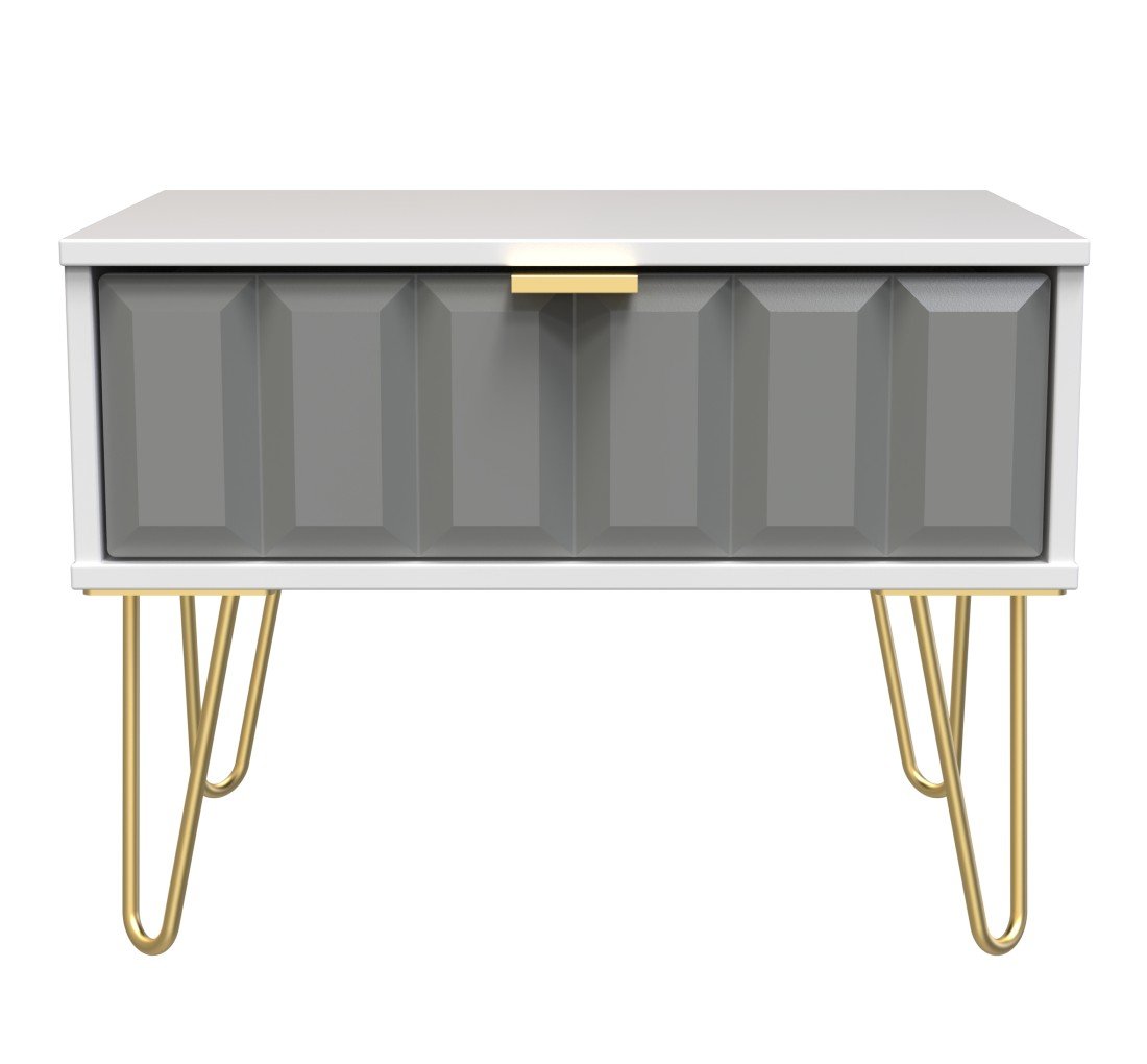 Cube 1 Drawer Midi Chest with Gold Hairpin Legs - Welcome Furniture