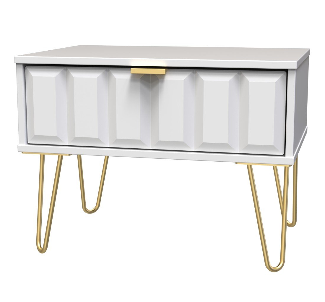 Cube 1 Drawer Midi Chest with Gold Hairpin Legs - Welcome Furniture