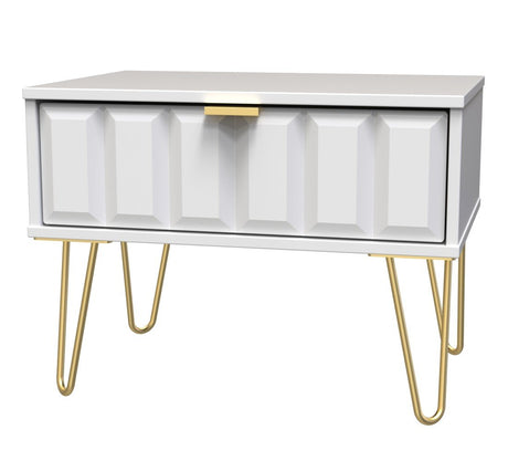 Cube 1 Drawer Midi Chest with Gold Hairpin Legs - Welcome Furniture