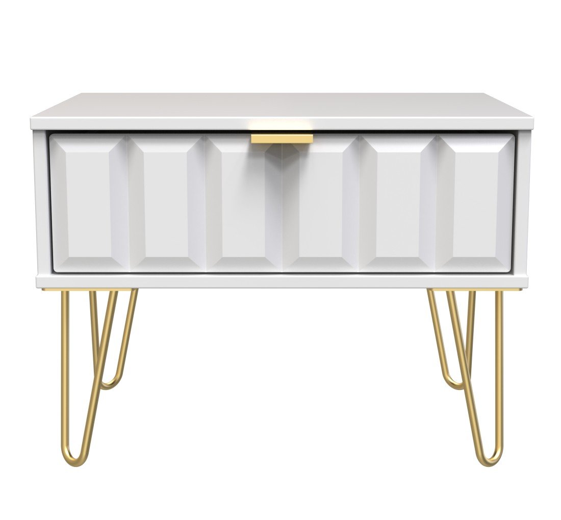 Cube 1 Drawer Midi Chest with Gold Hairpin Legs - Welcome Furniture