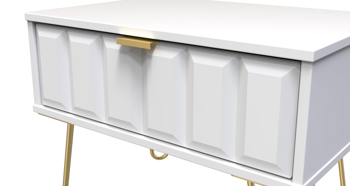 Cube 1 Drawer Midi Chest with Gold Hairpin Legs - Welcome Furniture