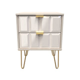 Cube 2 Drawer Bedside Cabinet with Gold Hairpin Legs - Welcome Furniture