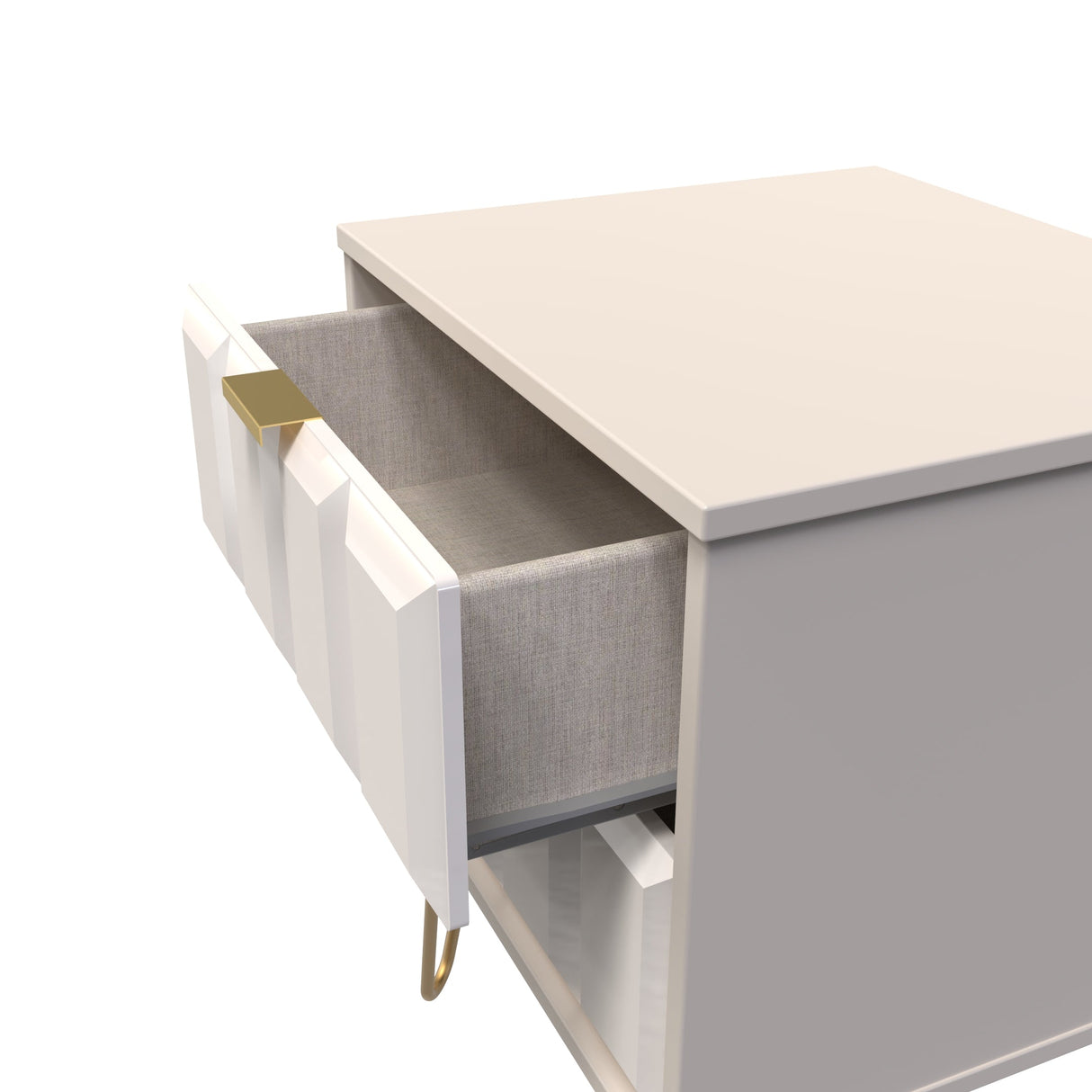 Cube 2 Drawer Bedside Cabinet with Gold Hairpin Legs - Welcome Furniture