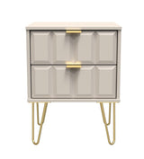 Cube 2 Drawer Bedside Cabinet with Gold Hairpin Legs - Welcome Furniture
