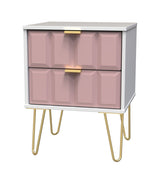 Cube 2 Drawer Bedside Cabinet with Gold Hairpin Legs - Welcome Furniture