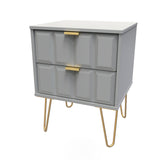 Cube 2 Drawer Bedside Cabinet with Gold Hairpin Legs - Welcome Furniture