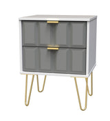 Cube 2 Drawer Bedside Cabinet with Gold Hairpin Legs - Welcome Furniture
