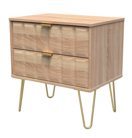 Cube 2 Drawer Midi Chest with Gold Hairpin Legs - Welcome Furniture