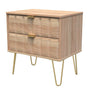 Cube 2 Drawer Midi Chest with Gold Hairpin Legs - Welcome Furniture