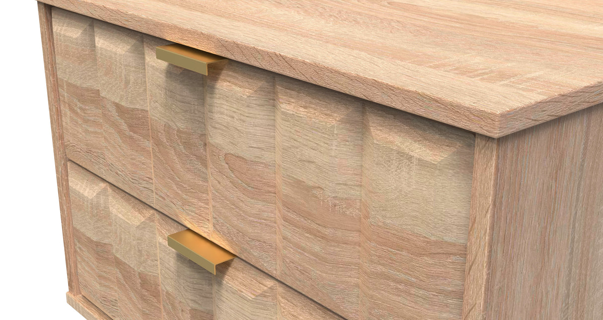Cube 2 Drawer Midi Chest with Gold Hairpin Legs - Welcome Furniture