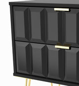 Cube 2 Drawer Midi Chest with Gold Hairpin Legs - Welcome Furniture