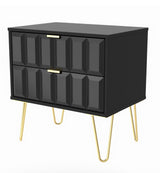 Cube 2 Drawer Midi Chest with Gold Hairpin Legs - Welcome Furniture