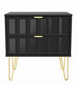 Cube 2 Drawer Midi Chest with Gold Hairpin Legs - Welcome Furniture