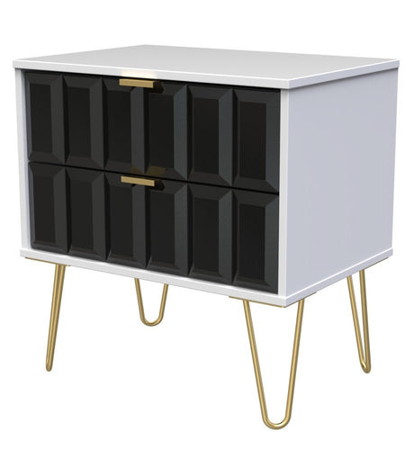 Cube 2 Drawer Midi Chest with Gold Hairpin Legs - Welcome Furniture
