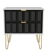 Cube 2 Drawer Midi Chest with Gold Hairpin Legs - Welcome Furniture