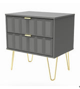 Cube 2 Drawer Midi Chest with Gold Hairpin Legs - Welcome Furniture