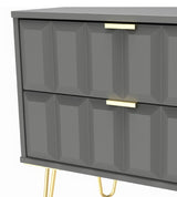 Cube 2 Drawer Midi Chest with Gold Hairpin Legs - Welcome Furniture